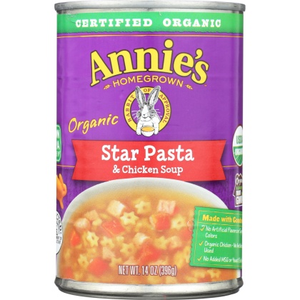 ANNIE\'S HOMEGROWN: Organic Star Pasta & Chicken Soup, 14 oz