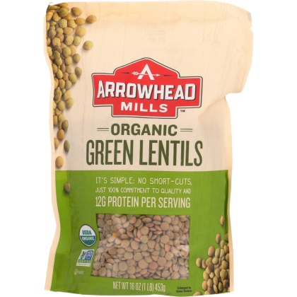 ARROWHEAD MILLS: Organic Green Lentils, 16 Oz