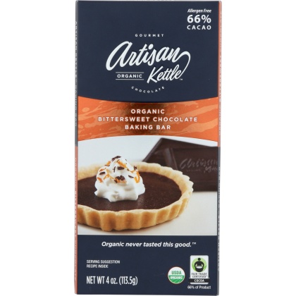 ARTISAN KETTLE: Bittersweet Chocolate Baking Bar Organic, 4 oz