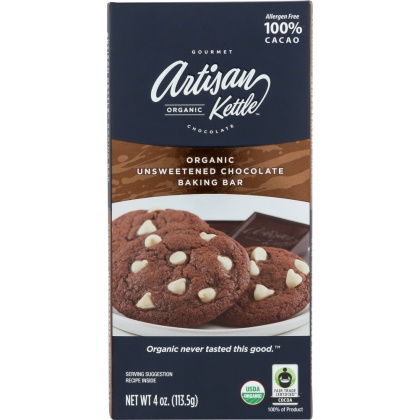 ARTISAN KETTLE: Unsweetened Chocolate Baking Bar, 4 oz