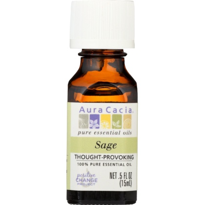 AURA CACIA: 100% Essential Oil Sage, 0.5 Oz