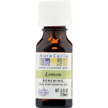 AURA CACIA: 100% Pure Essential Oil Lemon, 0.5 Oz