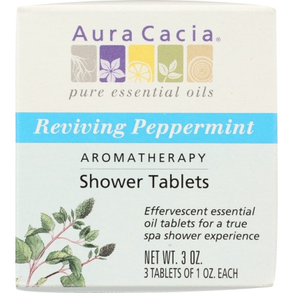 AURA CACIA: Aromatherapy Shower Tablets Reviving Peppermint 3 tablets (1 oz each), 3 oz