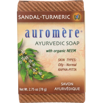 AUROMERE: Soap Bar Sandalwood Turmeric 2.75 oz