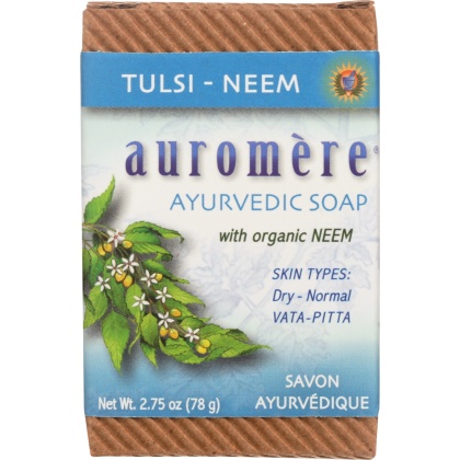 AUROMERE: Soap Bar Tulsi Neem 2.75 oz 30 pcs