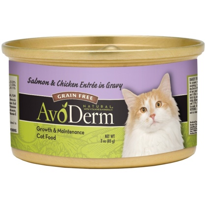 AVODERM: Salmon & Chicken Entree in Gravy Cat Food, 3 oz