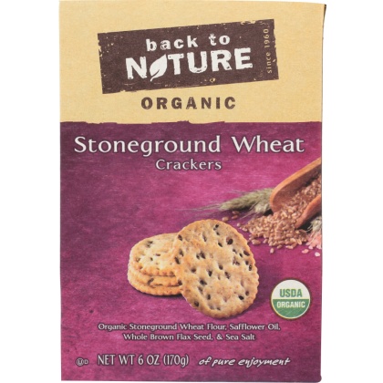 BACK TO NATURE: Organic Stoneground Wheat Crackers, 6 oz