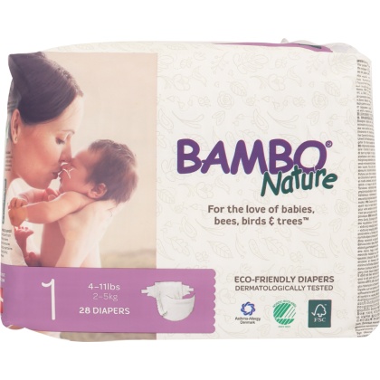 BAMBO NATURE: Diaper Baby Size 1, 28 pk