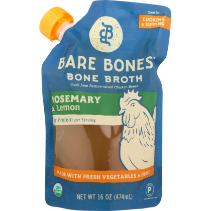 BARE BONES: Chicken Bone Broth Rosemary & Lemon, 16 oz