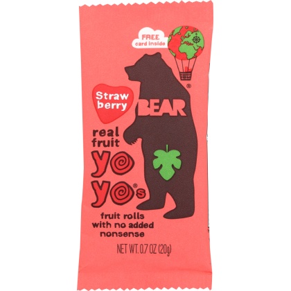 BEAR YOYO: Strawberry Fruit Rolls Single 0.7 Oz