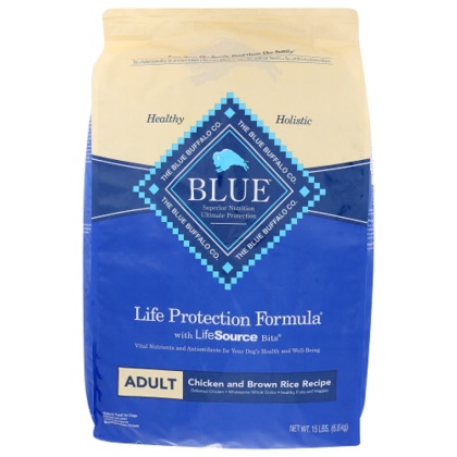BLUE BUFFALO: Life Protection Formula Adult Dog Food Chicken and Brown Rice Recipe, 15 lb