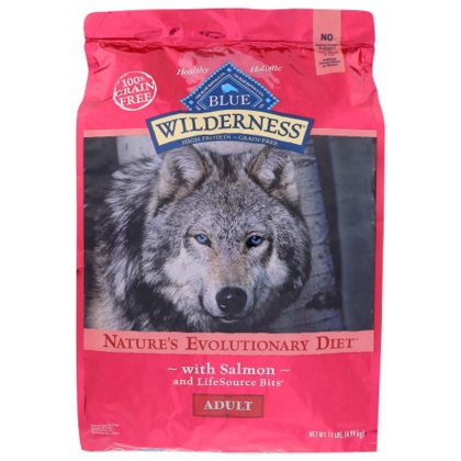 BLUE BUFFALO: Wilderness Adult Dog Food Salmon Recipe, 11 lb