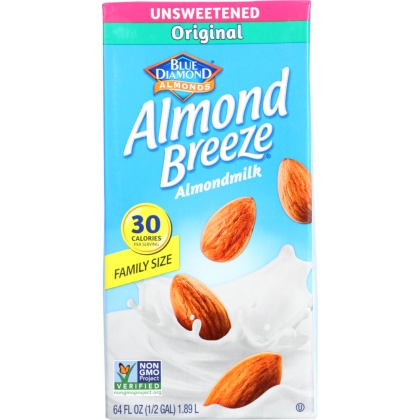 BLUE DIAMOND: Almond Breeze Almond Milk Original Unsweetened, 64 oz