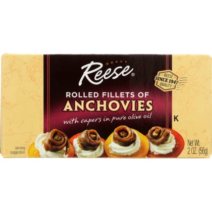 REESE: Rolled Fillets of Anchovies with Capers in Olive Oil, 2 oz