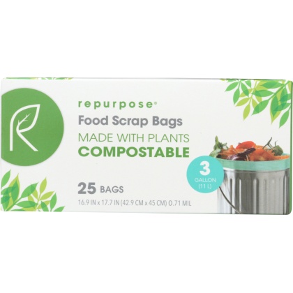 REPURPOSE: Compostable Food Scrap Bags 3gal, 25 ea