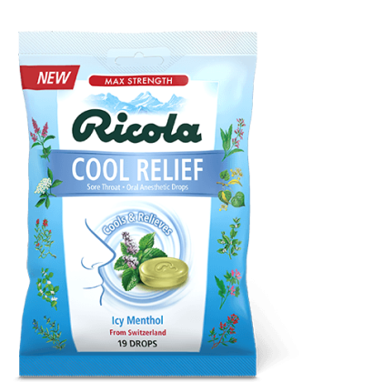 RICOLA: Cool Relief Icy Menthol Drops, 19 pc