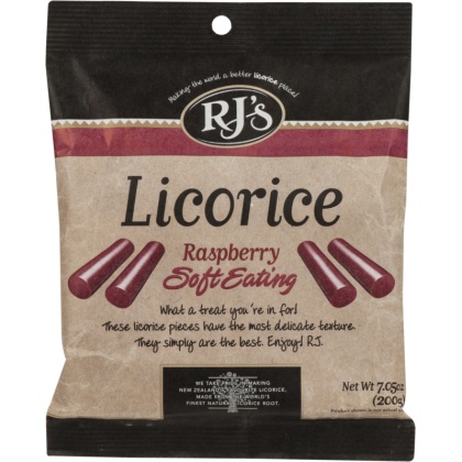 RJS LICORICE: Natural Raspberry Soft Eating Licorice, 7.05 oz