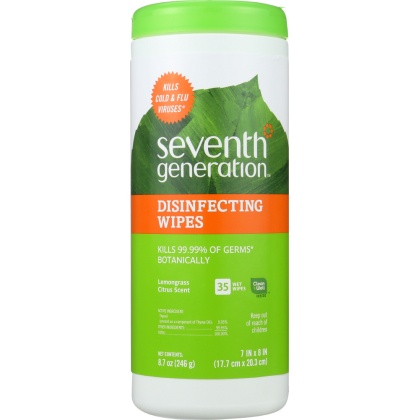 SEVENTH GENERATION: Disinfecting Wipes Lemongrass and Citrus, 35 Pc