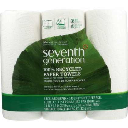 SEVENTH GENERATION: Paper Towel White Pack of 6, 1 ea