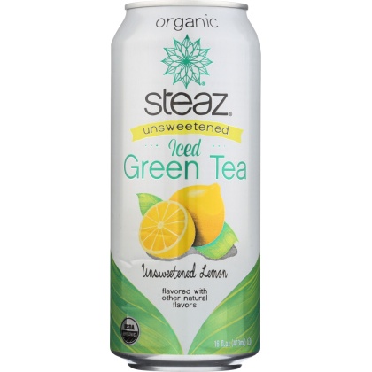 STEAZ: Organic Iced Green Tea Unsweetened with Lemon, 16 oz