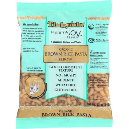 TINKYADA: Organic Brown Rice Pasta Elbow, 12 oz