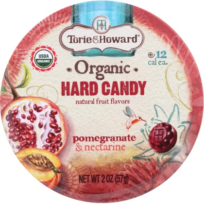 TORIE & HOWARD: Organic Hard Candy Pomegrante and Nectarine, 2 oz