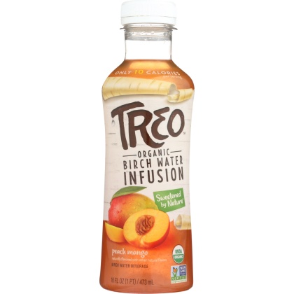 TREO: Organic Birch Water Infusion Peach Mango, 16 oz