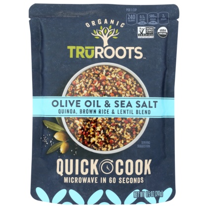 TRUROOTS: Quinoa Brown Rice Lentil Rice Olive Oil and Sea Salt, 8.5 oz