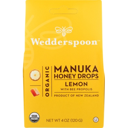 WEDDERSPOON: Organic Manuka Honey Drops Lemon, 4 oz