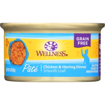 WELLNESS: Adult Chicken and Herring Canned Cat Food, 3 oz