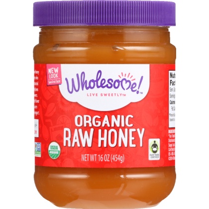 WHOLESOME SWEETENERS: Organic Fair Trade Raw Honey, 16 oz