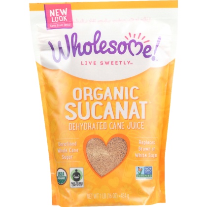 WHOLESOME SWEETENERS: Organic Sucanat Dehydrated Cane Juice, 16 oz