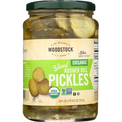 WOODSTOCK: Organic Kosher Sliced Dill Pickles, 24 oz