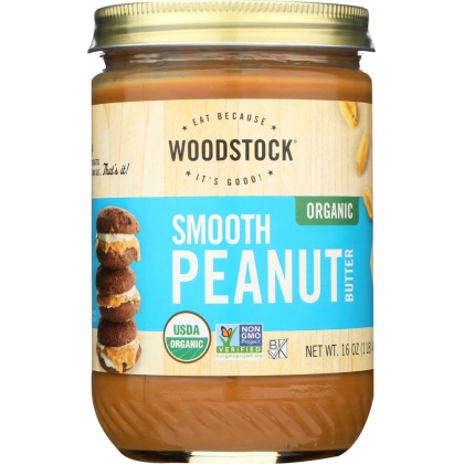 WOODSTOCK: Peanut Butter Smooth Salted Organic, 16 oz