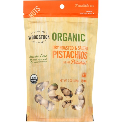 WOODSTOCK: Pistachios Organic Dry Roasted and Salted, 7 oz