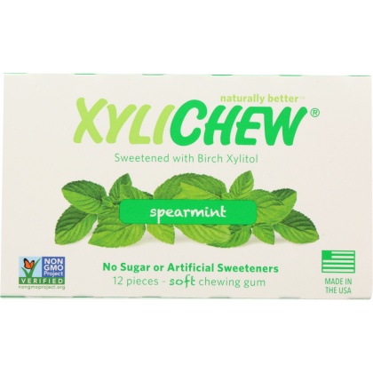 XYLICHEW: Sugar Free Chewing Gum Spearmint, 12 pc