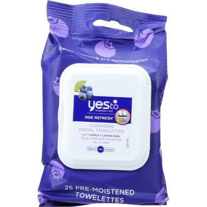 YES TO: Blueberries Age Refresh Cleansing Facial Wipes, 30 pc