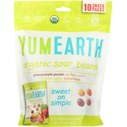 YUMEARTH: Sour Beans 10 Snack Packs, 7 oz