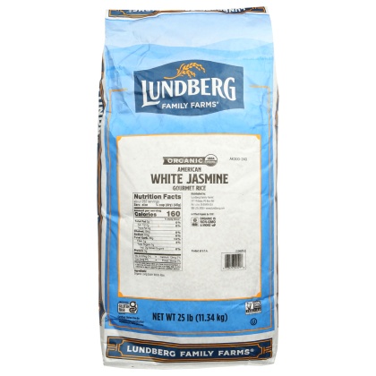 LUNDBERG: Organic California White Jasmine Rice, 25 lb