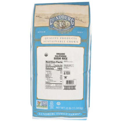 LUNDBERG: Rice Sushi Organic, 25 lb