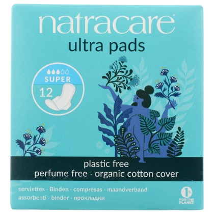 NATRACARE: Natural Ultra Pads Cotton Cover Super, 12 Pads