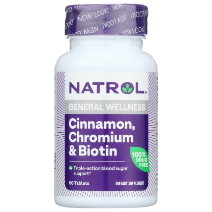 NATROL: Cinnamon Biotin Chromium, 60 tablets