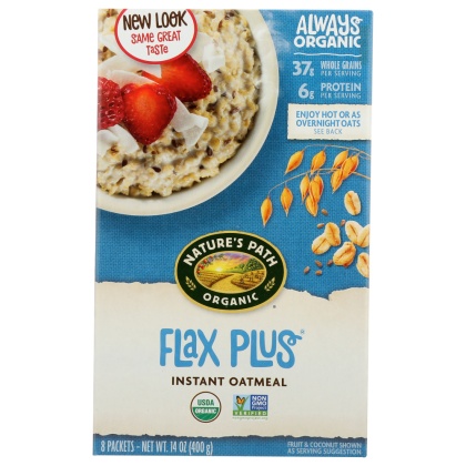 NATURE\'S PATH: Organic Instant Hot Oatmeal Flax Plus 8 Packets, 14 oz