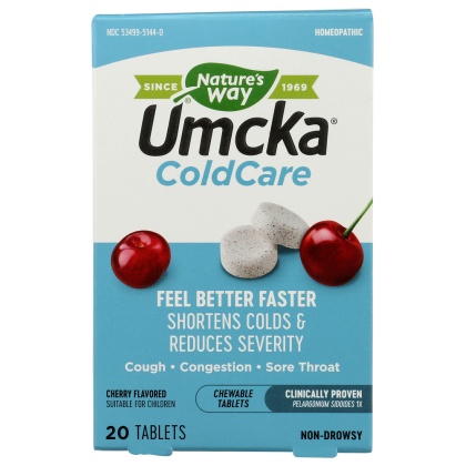 NATURES WAY: Umcka Cherry Flavor Chewable, 20 pc