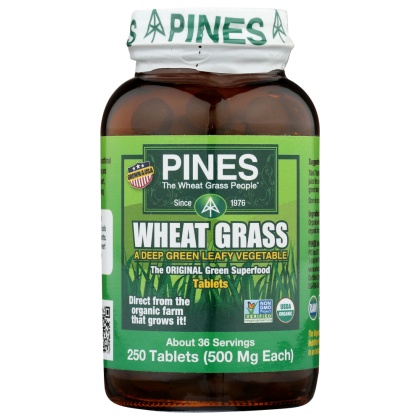 PINES WHEAT GRASS: Organic Wheat Grass 500 mg, 250 Tablets