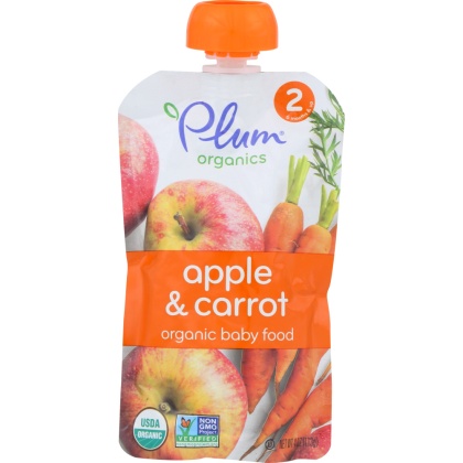 PLUM ORGANICS: Organic Baby Food Stage 2 Apple & Carrot, 4 oz