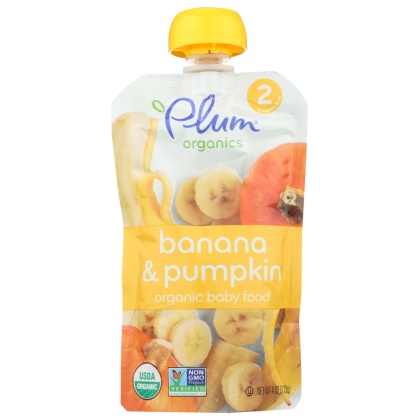 PLUM ORGANICS: Organic Baby Food Stage 2 Pumpkin & Banana, 4 oz