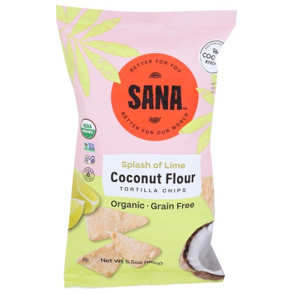 REAL COCONUT: Grain Free Tortilla Chips Splash of Lime, 5.50 oz